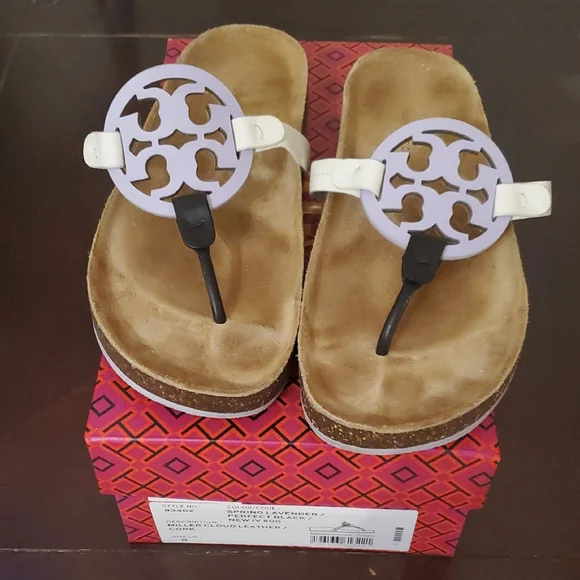 Tory Burch Purple and White Sandals - Picture 1 of 5